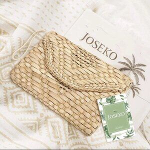 Women's Straw Envelope Clutch Purse Wallet Summer Beach Handbag